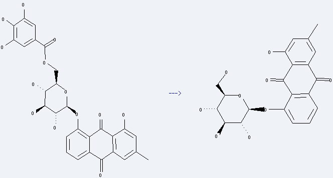 Chrysophanol 8-O-beta-D-glucoside is prepared by reaction of Chrysophanol 8-O-b-D-(6'-galloyl)-glucopyranoside.